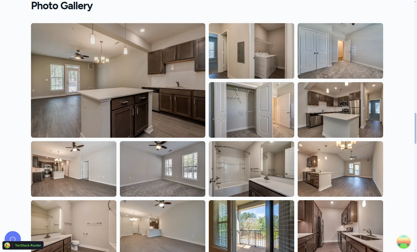 Amenities and Photo Gallery sections of the public property page